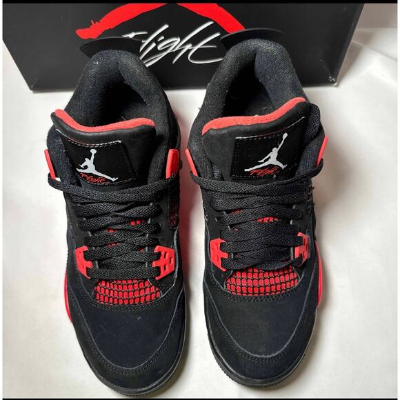 Size 6 - Nike Air Jordan 4 Retro GS Red Thunder Men's Shoes - Picture 4 of 10